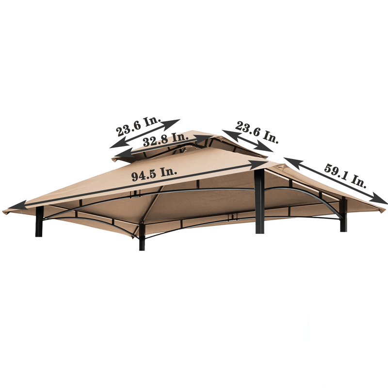 Beige Canopy For 8X5ft Tent - Double Tiered Bbq Grill Gazebo Replacement Roof, Beige