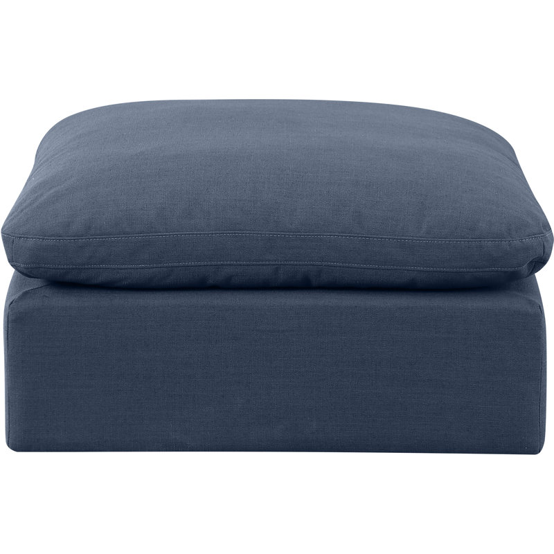 Itala Upholstered Modular Ottoman, Navy Linen Textured Fabric