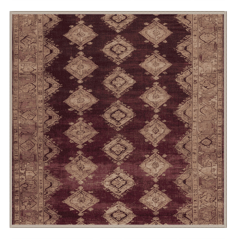 Machine Washable Overdyed Brown Area Rug, Square 8'