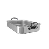 Mauviel Stainless Steel Roasting Pan With Cast Iron Handles, 15.7-In