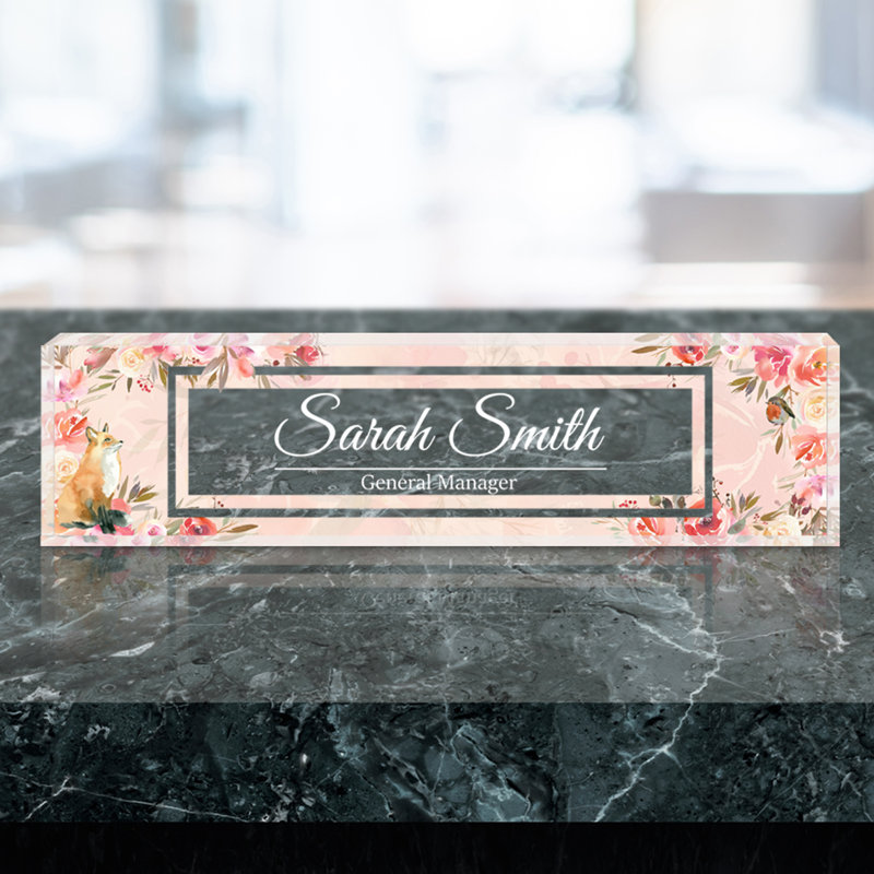 Plaque nominative personnalisable "Fleurs", Oui, Blanc