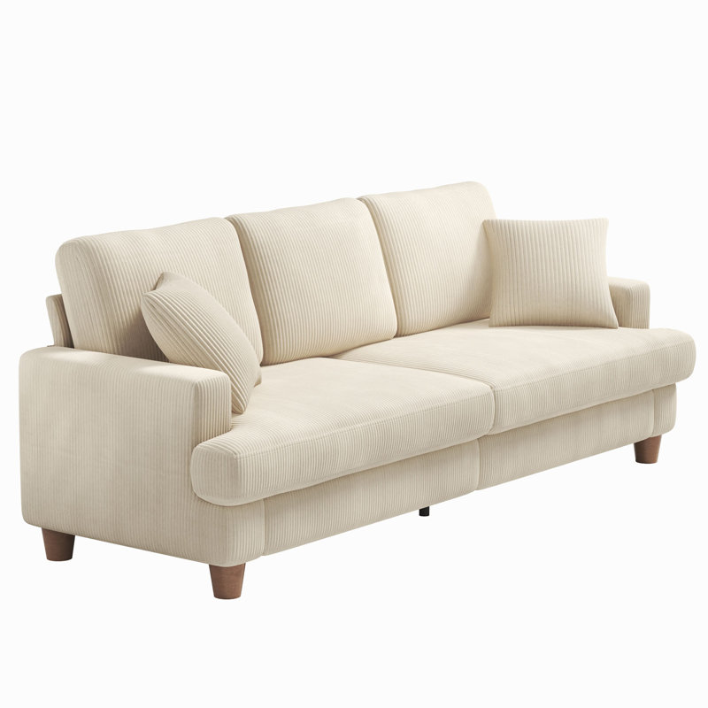 Alexeis 3 Seater Corduroy Sofa, Beige