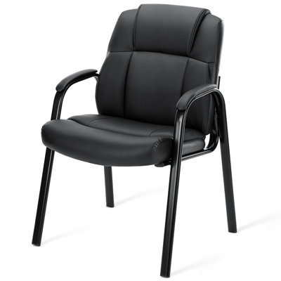 23.62" Wide Stackable Faux Leather Seat Waiting Room Chair with Metal Frame