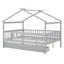 Lit double en bois avec deux tiroirs, gris-888188736