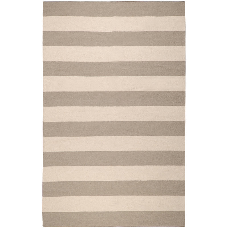 Tapis gris / kaki en laine tissé à la main Collins, Rectangle 5 pi x 8 pi