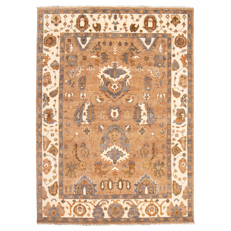 Tapis brun en laine noué à la main 8 pi 10 po x 12 pi 0 po Jules Serapi
