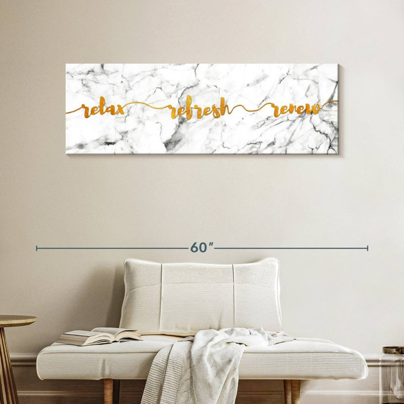 " Relax Refresh Renew Typography " Print, 16" H x 48" W x 1.25" D