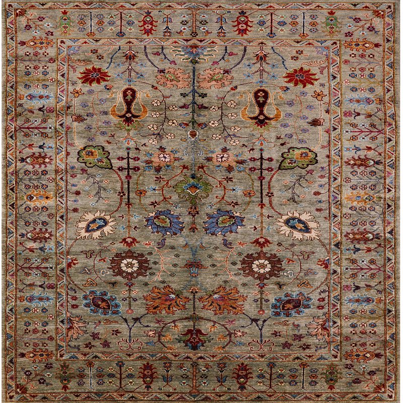 Tapis oriental gris Galnares, Carré 4 pi