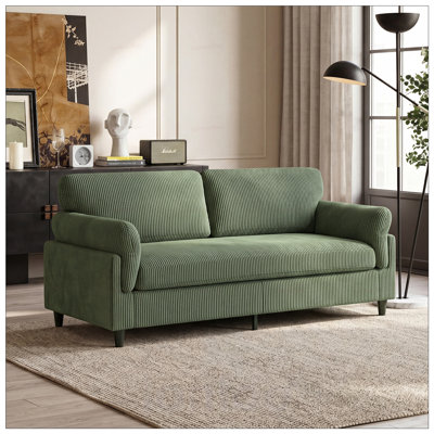 Corduroy Loveseat Sofa, Mid-Century Modern 2-Seater Couch, Iron & Wood Frame Construction, Soft Fabric Upholstery for Living Room & Bedroom
