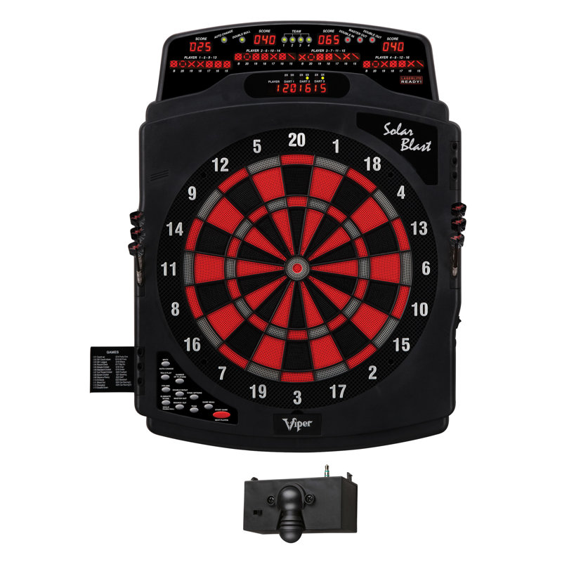 Solar Blast Black and Red Electronic Dartboard with LED Display
