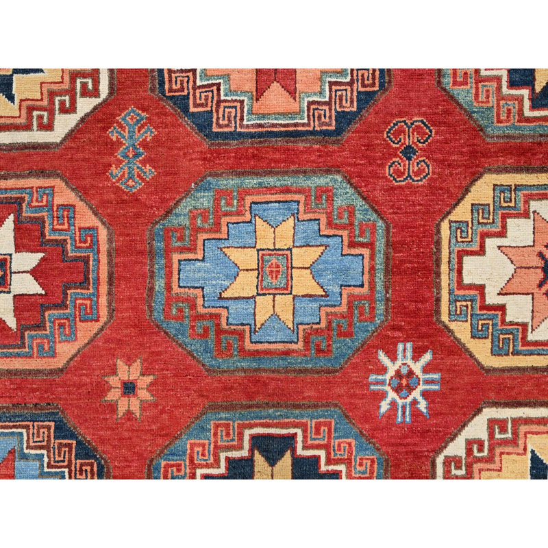 Tapis rouge en laine noué à la main de style afghan 10 pi x 13 pi 10 po AA9DB789FB8145788916D06543D23A45
