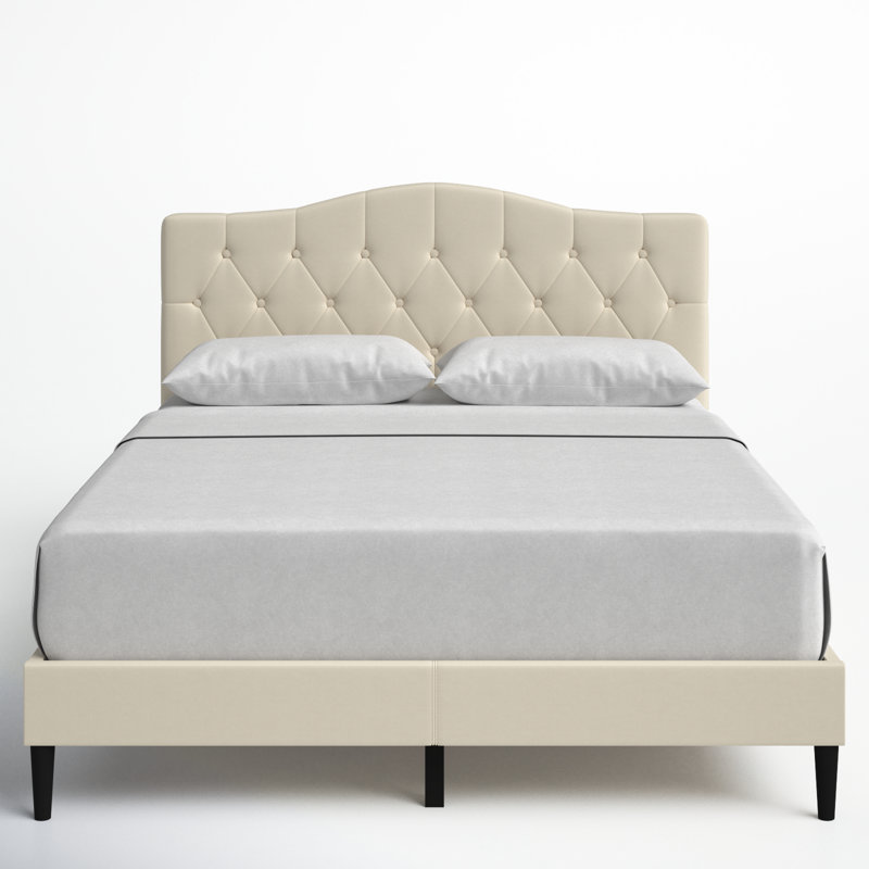 Arnette Upholstered Platform Bed, Queen, Beige