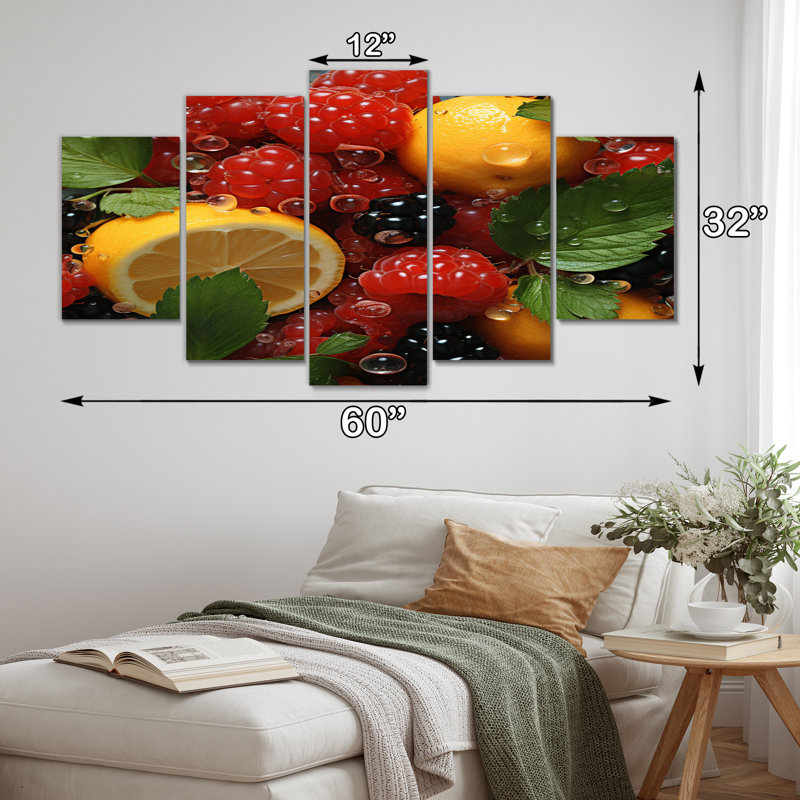  «Transparent Berries I - Décoration murale aliments et boissons - 5 panneaux
