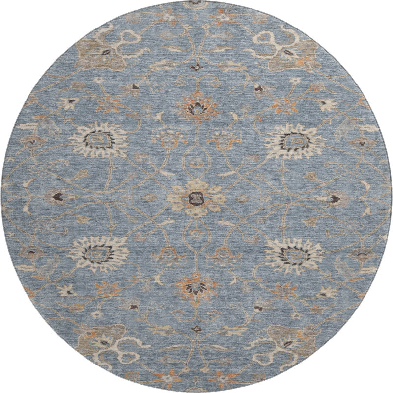 Premium Machine Washable Ducote AMF1137 Global Rug, Round 8'