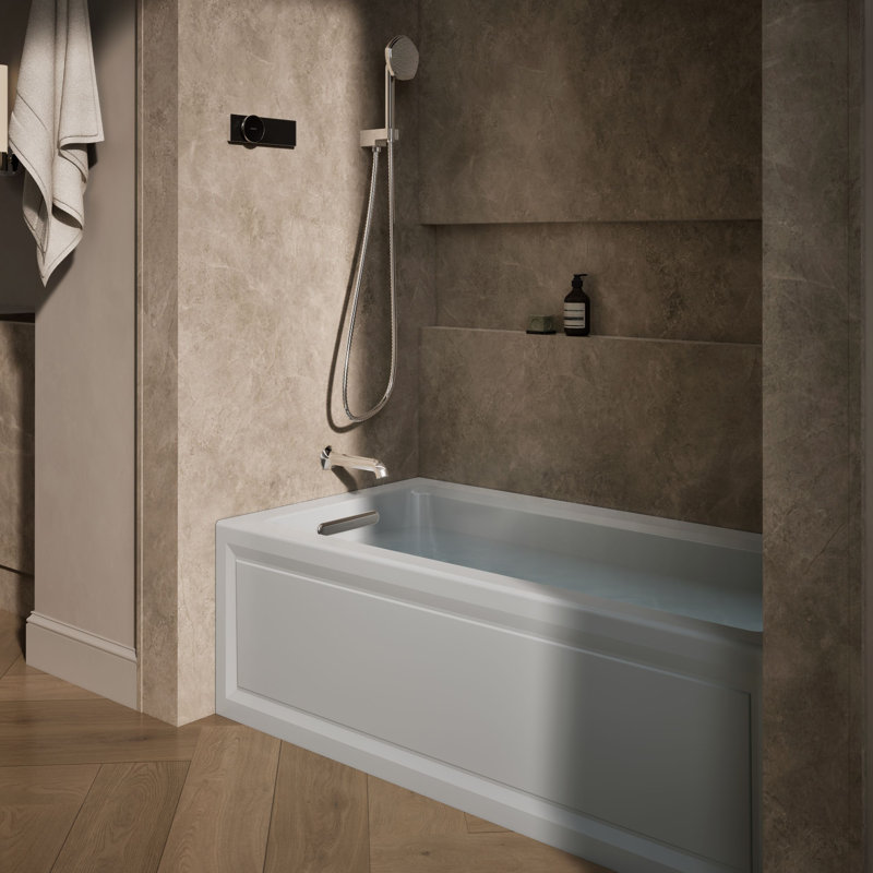 Archer 60" x 30" Alcove Whirlpool, Ice Grey, Left