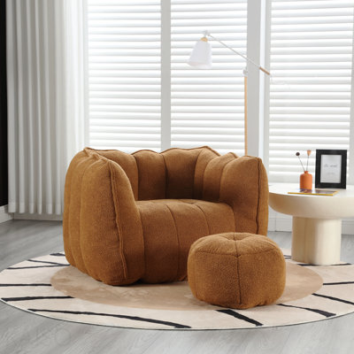 Fauteuil à billes paresseux carré en mousse à haute résilience avec repose-pieds pour salon d'adulte