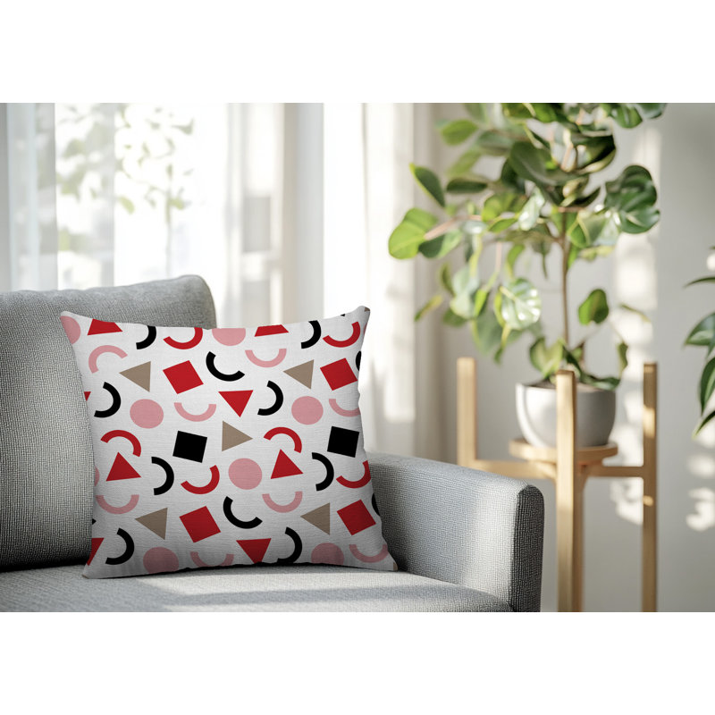 Oreiller carré réversible intérieur / extérieur Fazzal, Carré 20 po, Rouge