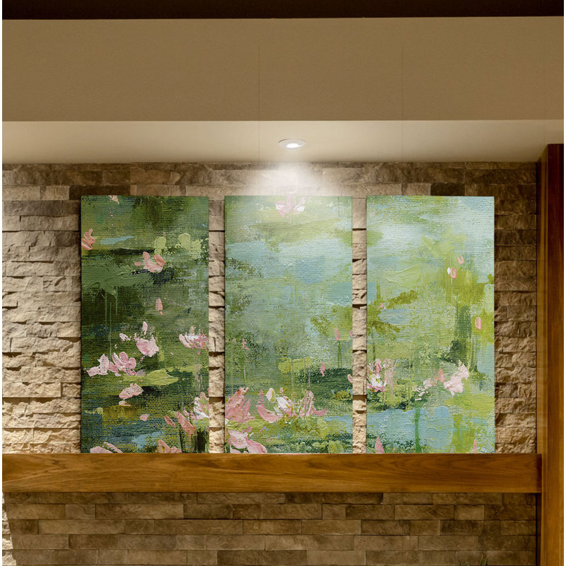 Une reproduction d’eau de qualité supérieure céladon II-multi-pièces sur toile, H 24 po x l 48 po x P 1,5 po