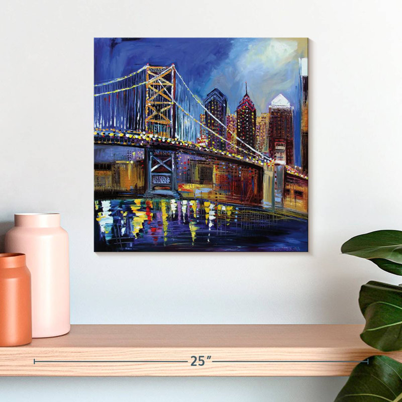 Lilie The Benjamin Franklin Bridge, 16" H x 16" W