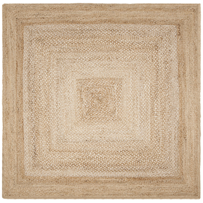 Marie Natural Fiber Hand Woven Jute And Cotton With Latex Solid Color Rug, Square 6'