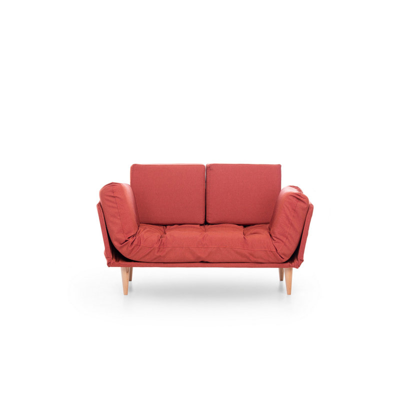 Halcombe 78.74" Linen Flared Arm Sleeper, Orange