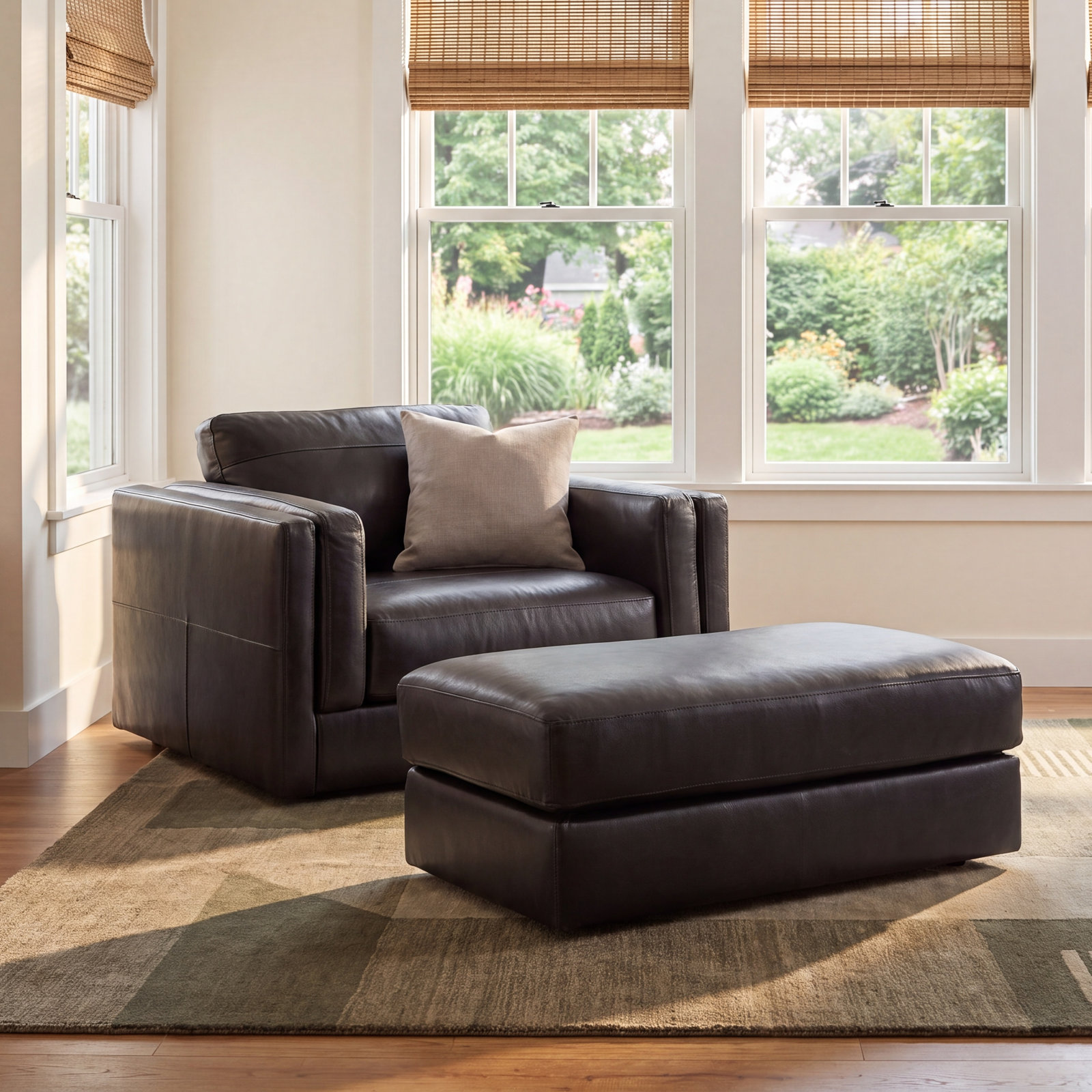 2-Piece Top Grain Leather Living Room Set