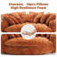 81" Oversized Round Chaise Lounge Sofa Bed with Chenille Upholstery and 14 Pillows-705224887
