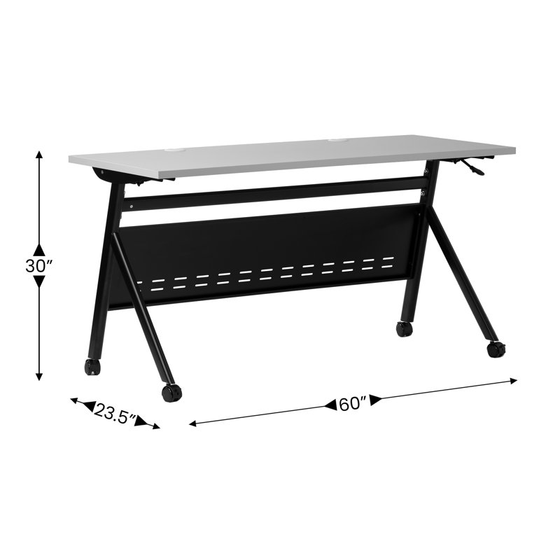 Commercial Nesting Flip Training Table With Steel Frame And Y-Legs, Gray, Black