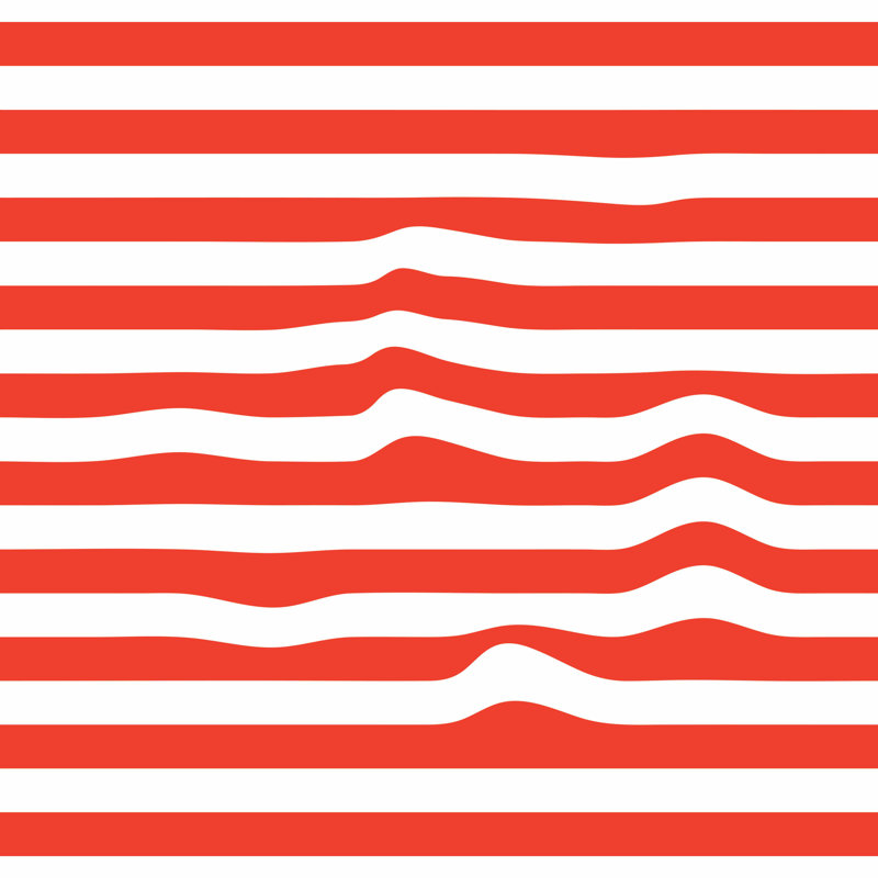 Warped Horizontal Stripe Wallpaper, Red/White