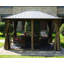 Pavillon de jardin gris à toit rigide double avec rideau et moustiquaire Kozyard-1127561215