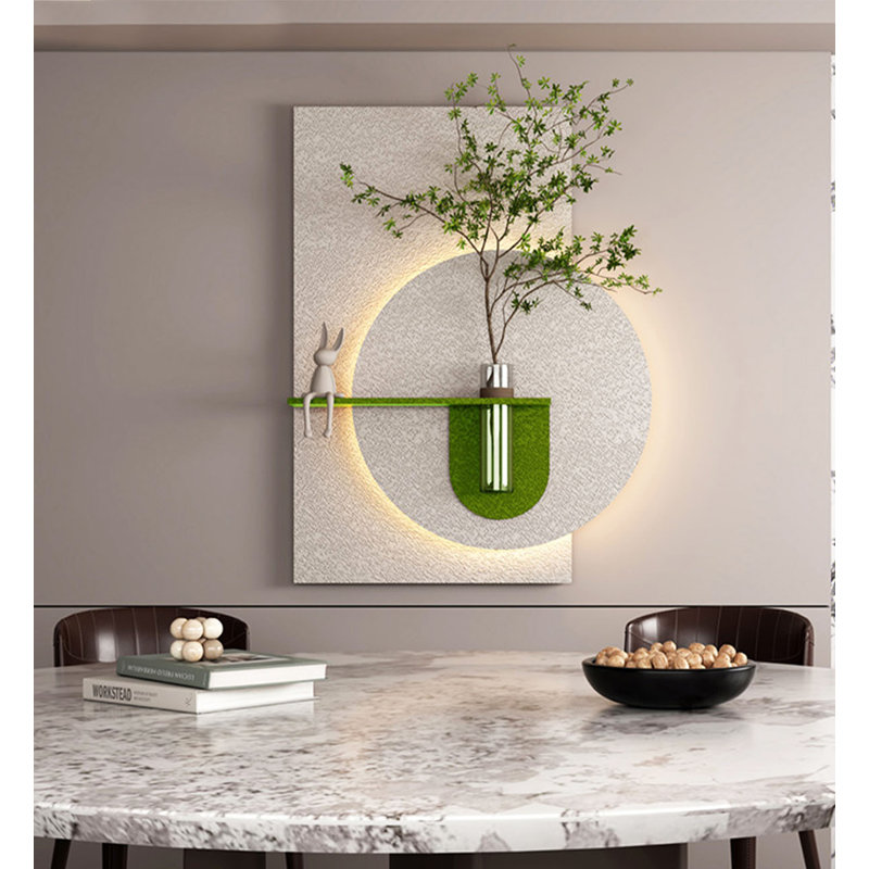 Vase moderne avec plante grès, Blanc/vert, 41,34 po H x 29,92 po L x 1,38 po P