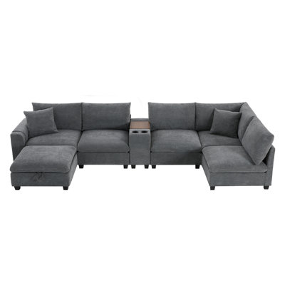 Storage Sectionals 139 Inch Corduroy Modular Modern Sofa For Home Entertaining