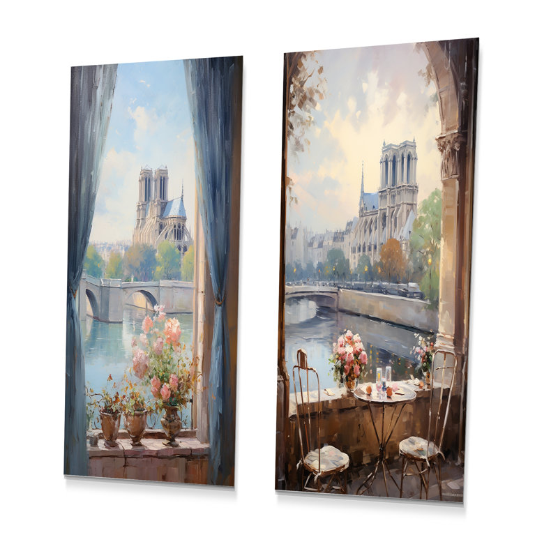 Notre Dame de Paris Floral View I - Paris, ensemble de 2 impressions sur métal, H 32 po x l 32 po