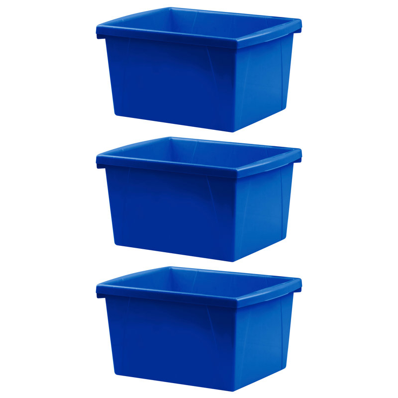 Boîte de rangement Storex, 4 gallons, bleu, paquet de 3, Bleu