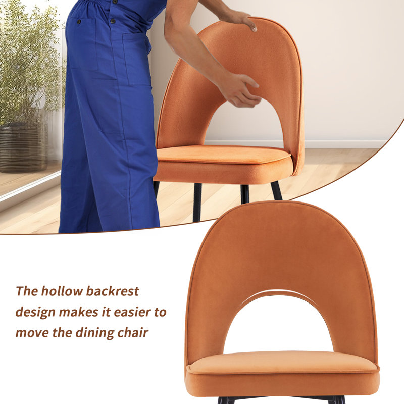 Zackery Velvet Upholstered Dining Chair Parsons, 2, Orange