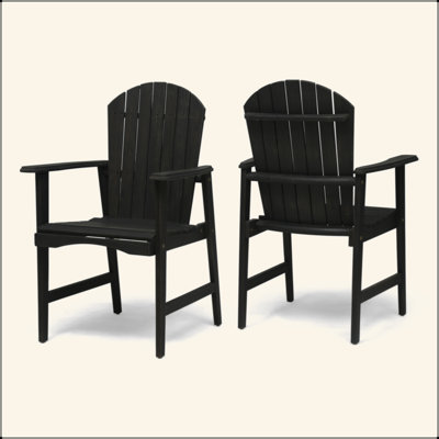 Ensemble de 2 chaises de salle à manger d'extérieur résistantes aux intempéries en bois d'acacia Adirondack