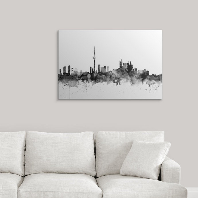 «Francy Toronto Canada Skyline» par Michael Tompsett - impression, H 32 po x l 48 po x P 1,5 po, Toile