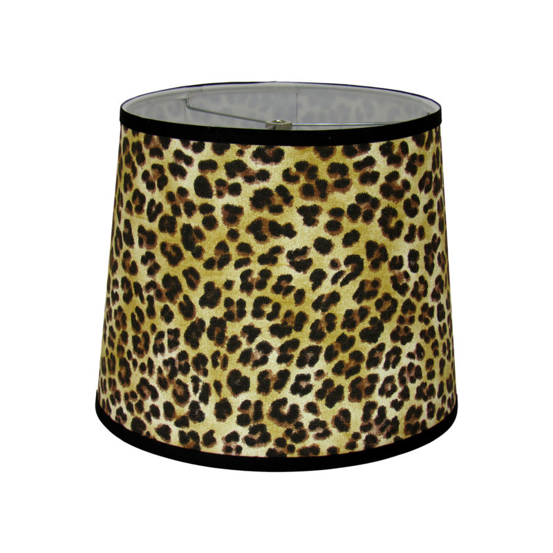 Abat-jour tambour en coton imprimé léopard (vissé) en brun / noir, H 11 po x l 14 po x P 14 po