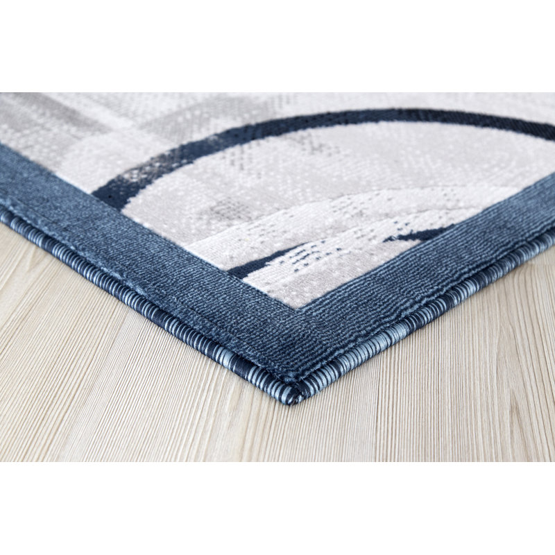 Tapis bleu foncé / gris Charleson, Rectangle 2 pi x 3 pi