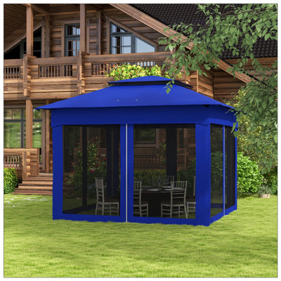 Auvent escamotable avec filet à fermeture à glissière amovible, abri de jardin extérieur facile à installer pour les événements dans la cour et le jardin