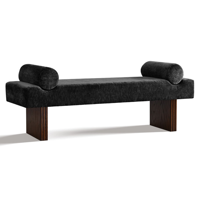 Banc rembourré en chenille l 60 po, Noir