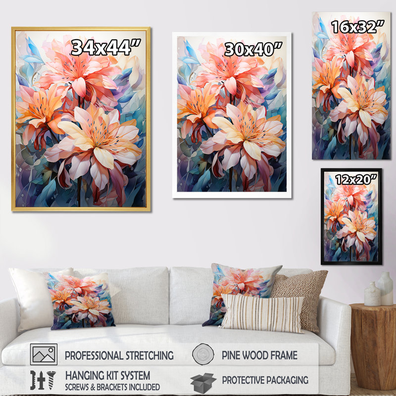 Joyeux bouquet d'hibiscus tropical encadré sur toile, Cadre flottant blanc, H 40 po x l 30 po x P 1,5 po