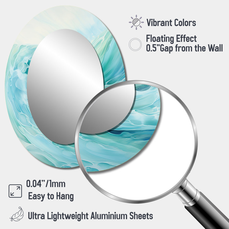 Miroir mural Teal Storm and Wave Expression II - Coastal, H 40 po x l 30 po