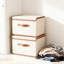 Paquet de 2 grands bacs de rangement en tissu avec couvercles pliables et pliables, boîtes de rangement pour placard avec poignées pour bureau à domicile Bas Paniers de rangement avec poignée, pour livres, placard, chambre à coucher, maison-1756002104