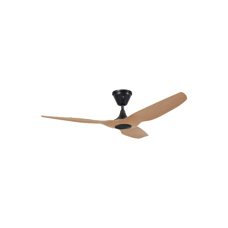 Haiku Coastal Smart LED Outdoor Downrod Ceiling Fan, 52", Black with Caramel Blades