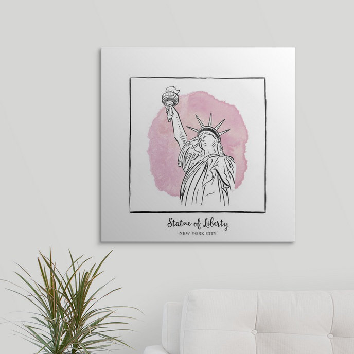 « statue of liberty-brushstroke édifices », impression, H 35 po x l 35 po x P 1,5 po, Toile