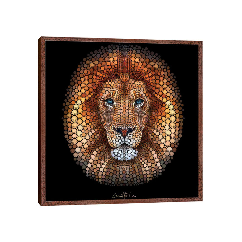 Lion 1 Piece Wall Art on Canvas, 66.04 cm H x 66.04 cm W, Brown Framed
