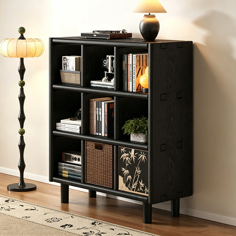 Black Modern Solid wood Standard Bookcase, 35.43"L