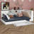 Twin Size Daybed Bed With Storage Bookcase And Upholstered Storage Headboard, Floor Bed With Charging Station-1585609898