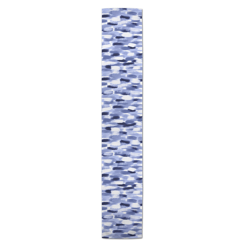 Maribeth Geometric Table Runner, 72" x 16", Navy Blue, Abstract